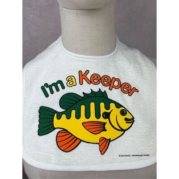 Vintage Baby Bib Fish I’m a Keeper 90s Fishing Baby - Picture 2 of 7